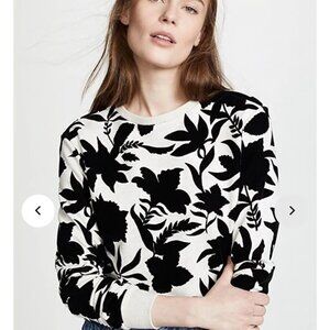 Black flocking floral sweatshirt